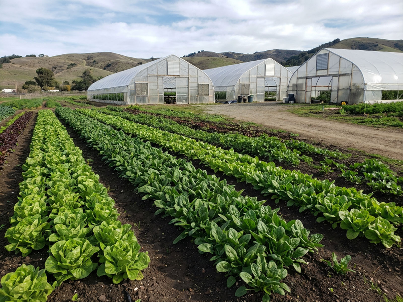 Rows of crops growing on a local farm