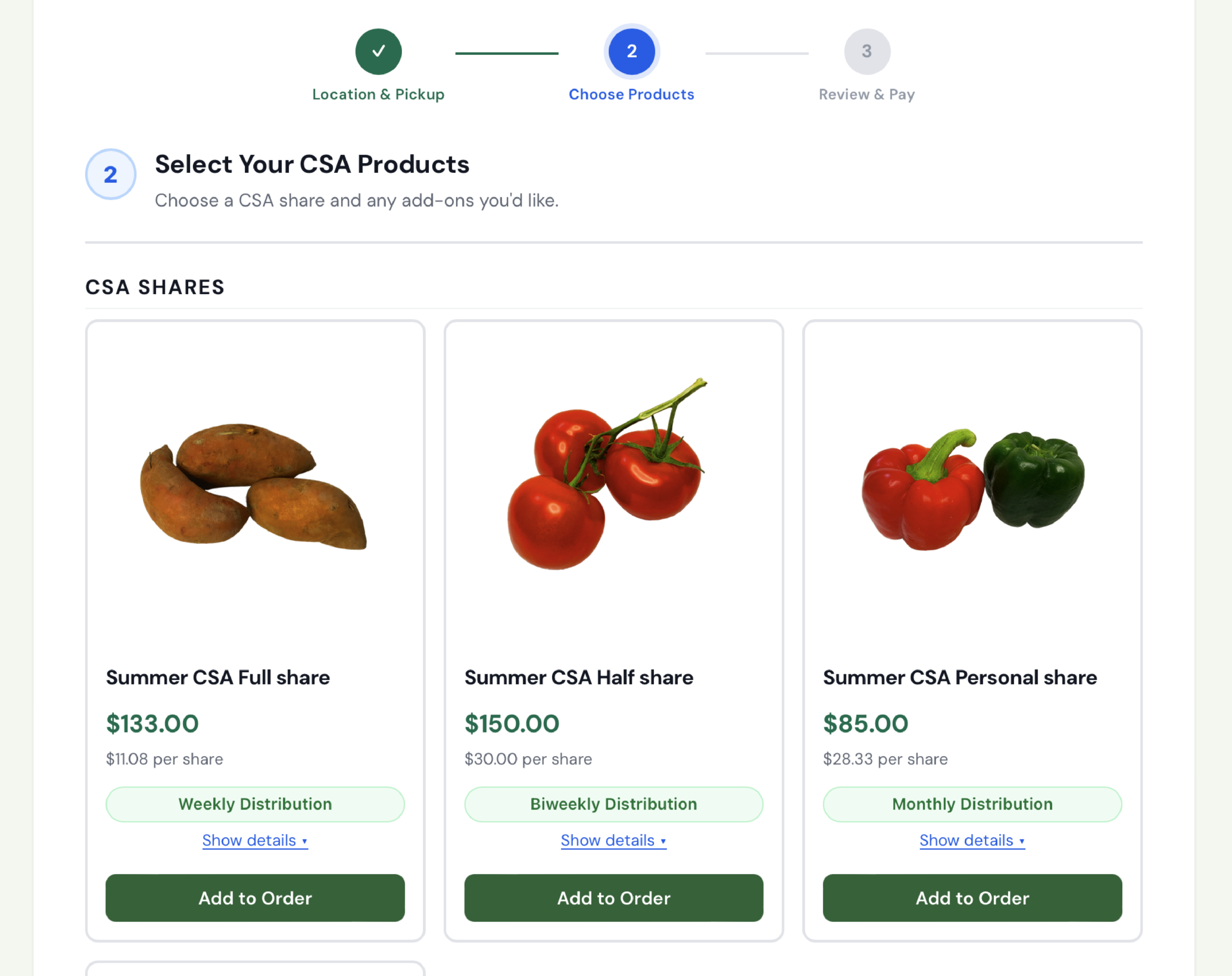 CSA payment plan checkout — option one