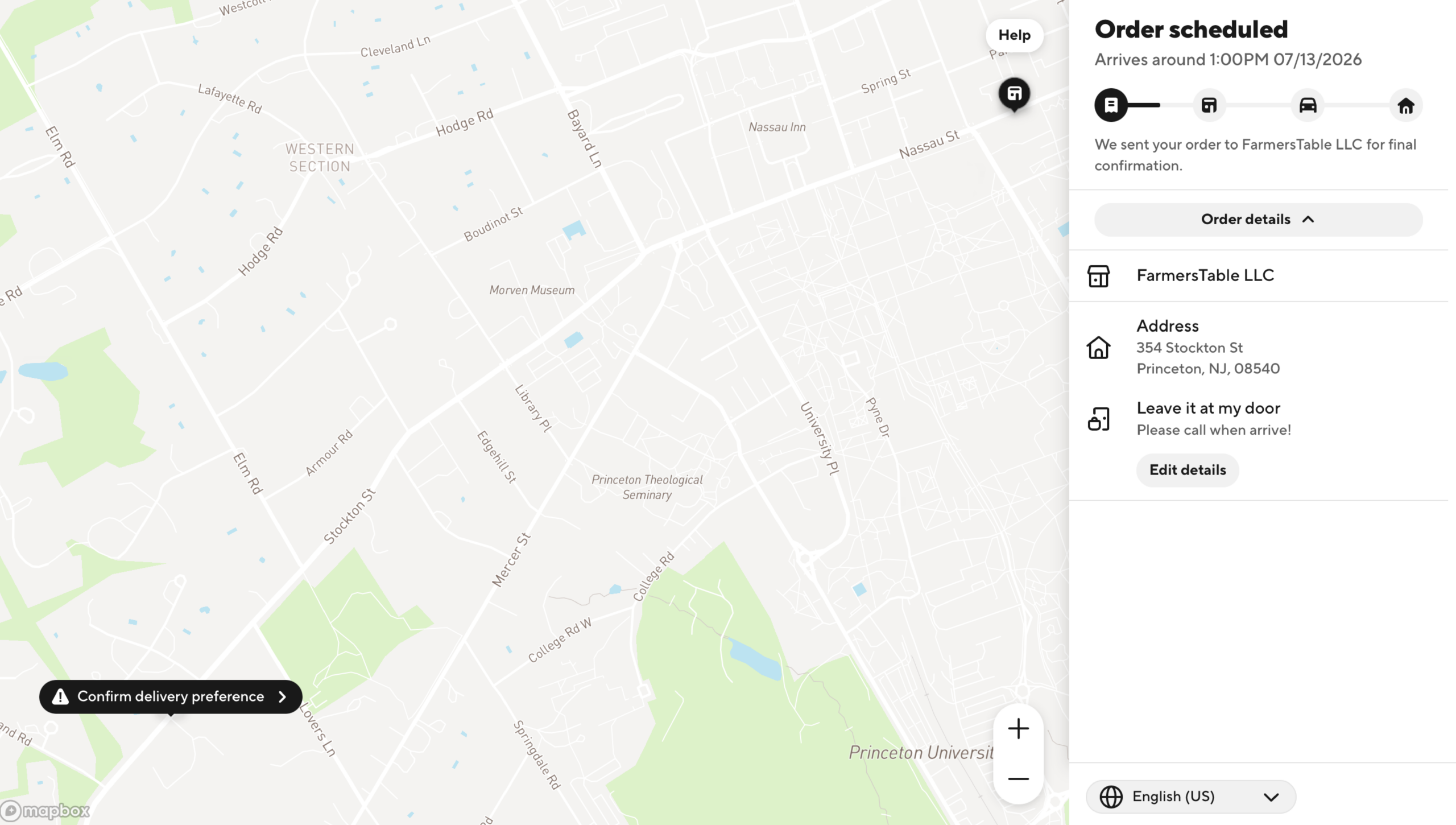 FarmTab DoorDash delivery tracking view