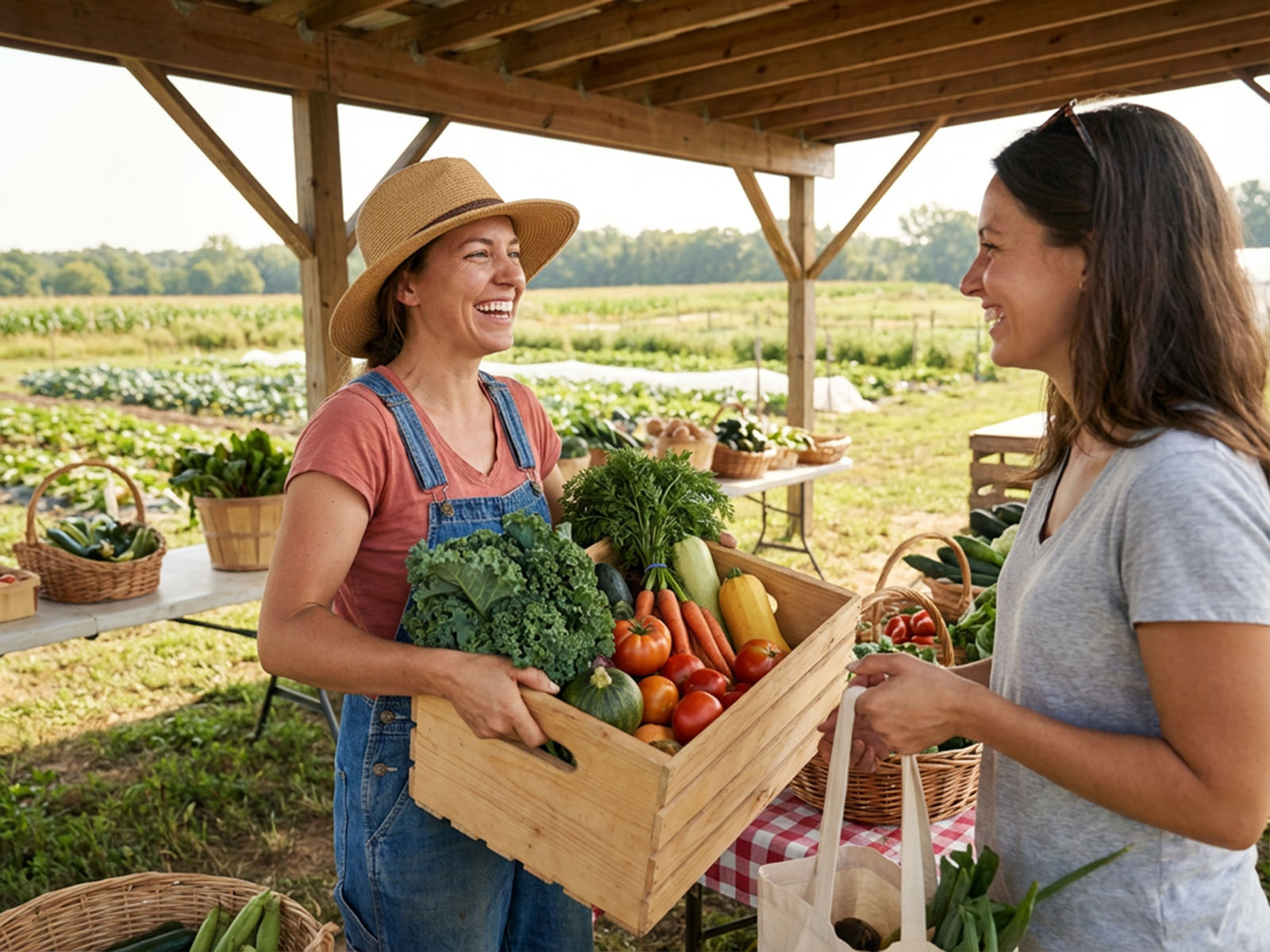 Traditional CSA farm share boxes